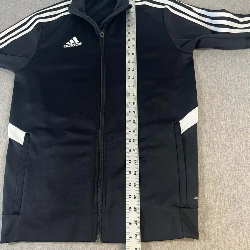 Adidas Climalite Full-Zip Athletic Track Jacket Black/White Striped Men’s S